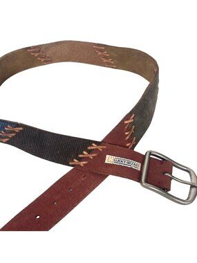 Vintage Lucky Brand Multicolor Suede Corduroy Belt Medium Whipstitch Boho